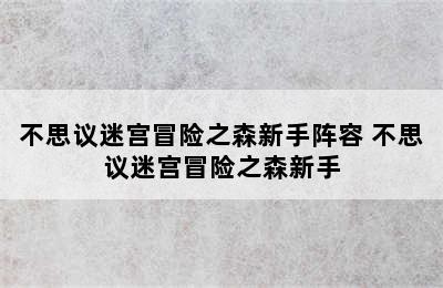 不思议迷宫冒险之森新手阵容 不思议迷宫冒险之森新手